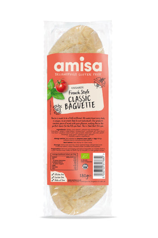Amisa Organic GF French Style Classic Baguette 180g (Pack of 8)