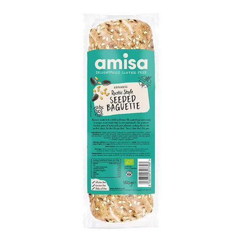 Amisa Organic GF Rustic Style Seeded Baguette 160g (Pack of 8)
