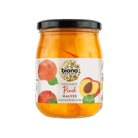Biona Peach Halves In Rice Syrup Organic 500g (Pack of 6)