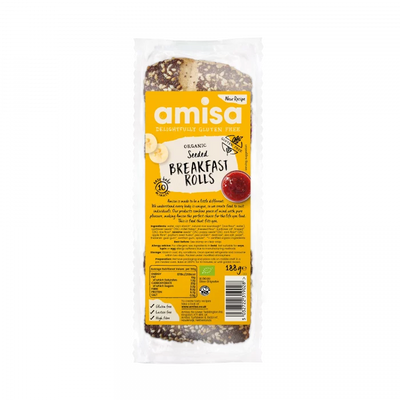 Amisa Seeded Breakfast Rolls- Organic Glutenfree 188g (3 rolls) (Pack of 8)