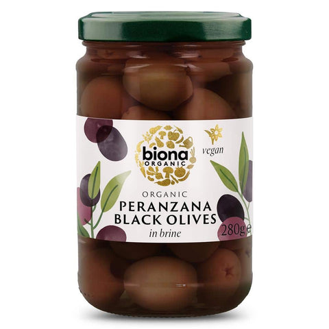 Biona Peranzana Black Olives in Brine Organic 280g (Pack of 5)