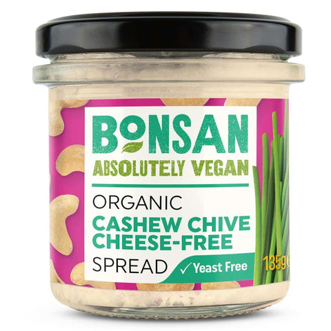 Biona Bonsan Cashew Chive Cheese-Free Spread Organic Vegan 135g (Pack of 6)