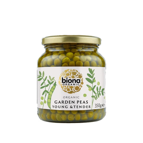 Biona Garden Peas Organic in Glass jars 350g (Pack of 6)