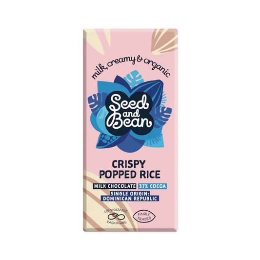 Seed & Bean Organic and Fairtrade Milk 37% Popped Rice 75g (Pack of 10)