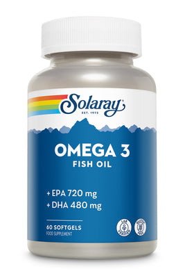Solaray Omega 3 Fish Oil Plus EPA 720mg and DHA 480mg - Lab Verified - Gluten Free 60 Softgels