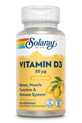 Solaray Vitamin D3 50mg Lozenges - Bones, Muscle Function and Immune System - Lab Verified - Gluten Free 60 Lozenges