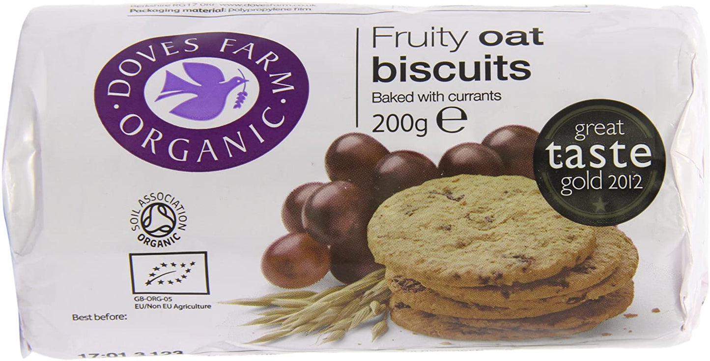 Doves Farm Organic Fruity Oat Digestives 200g (Pack of 12)