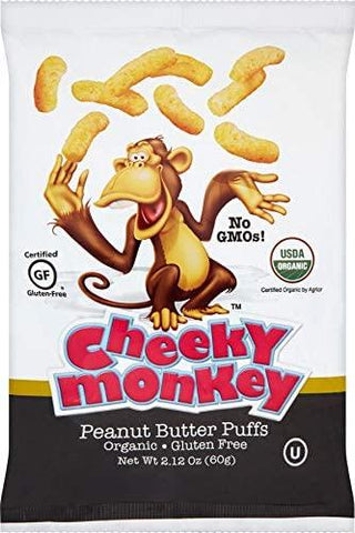 Cheeky Monkey Organic Peanut Butter Puffs 60g (Pack of 12)
