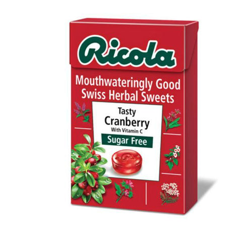 Ricola Swiss Cranberry herbal drops 45g Box (Pack of 20)