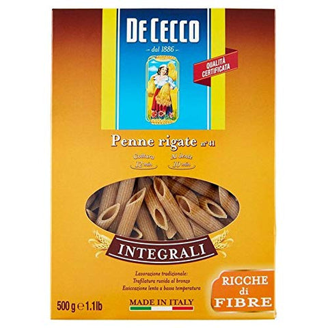 De Cecco Organic Wholewheat Penne Rigate 500g