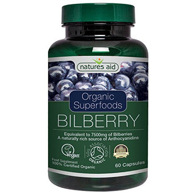 Natures Aid Organic Bilberry 7500mg 60Vcaps