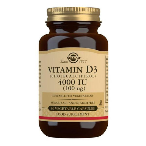 Solgar Vitamin D3 (Cholecalciferol) 4000 IU (100 µg) 60 Vegetable Capsules