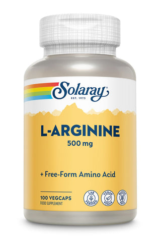 Solaray L-Arginine 500mg Free Form Amino Acid - Lab Verified - Vegan - Gluten Free 100 VegCaps