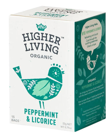 Higher Living Organic Peppermint & Licorice 15 Bags (Pack of 4)