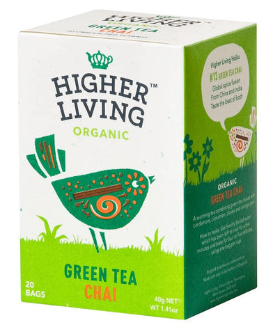 Higher Living Organic Green Chai Tea 20 Bags (Pack of 4)