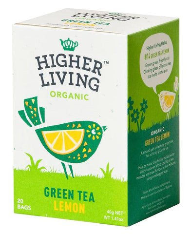 Higher Living Organic Green Lemon Tea 20 Bags (Pack of 4)