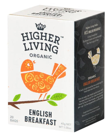 Higher Living Organic English Breakfast 20 Bags (Pack of 4)