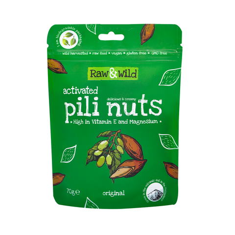 Raw & Wild Activated Pili Nuts - Original 70g (Pack of 6)