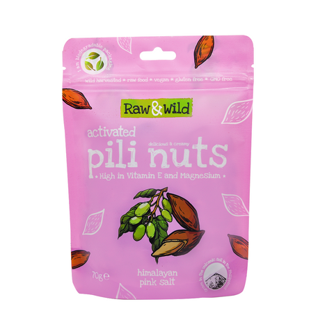 Raw & Wild Activated Pili Nuts Himalayan Pink Salt 70g(Pack of 6)