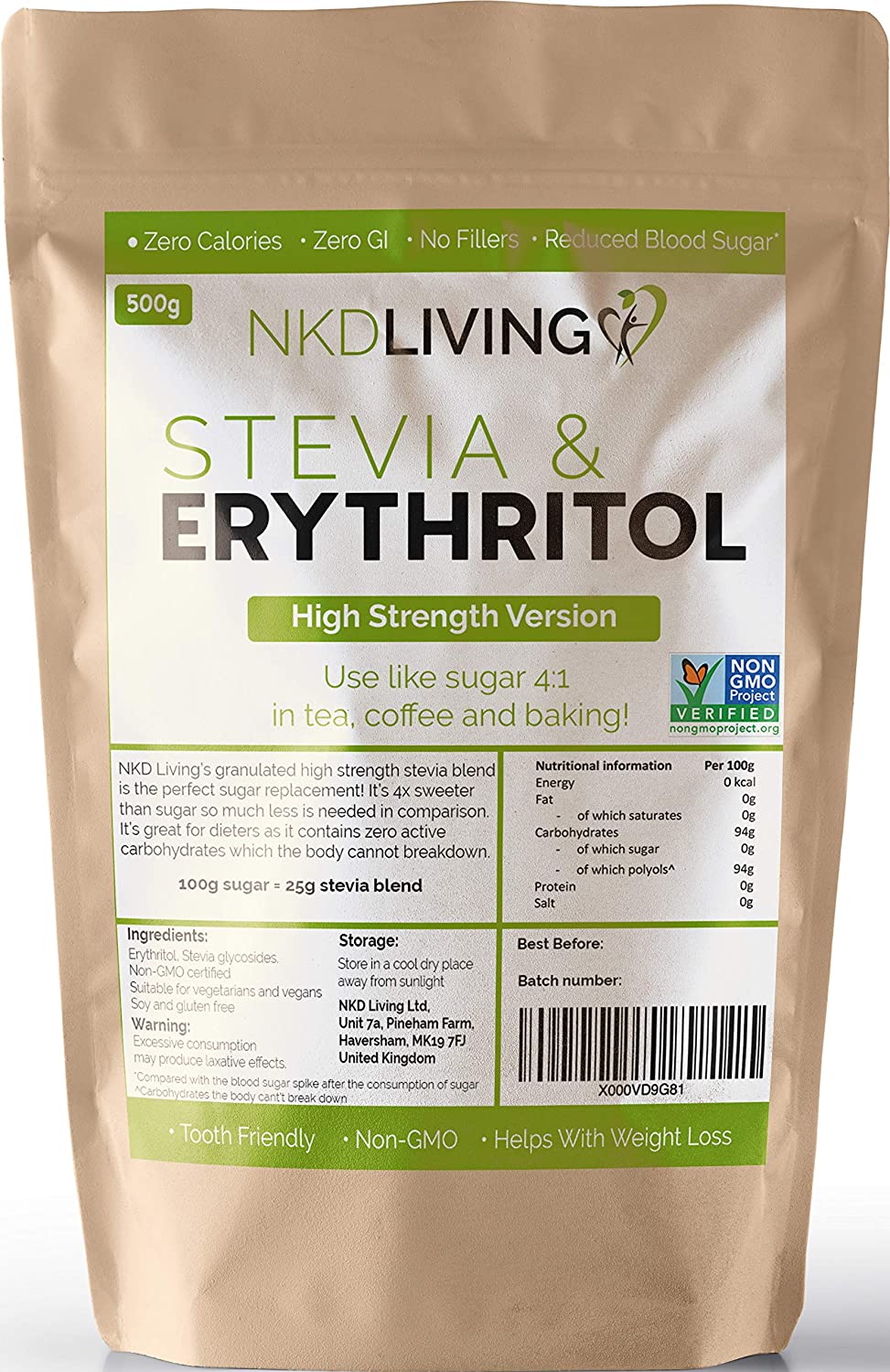 Nkd Living Erythritol 4:1 Granulated 500g