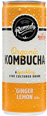 Remedy Kombucha Can Ginger Lemon 250ml