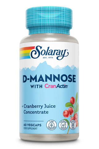 Solaray D-Mannose with CranActin - Cranberry Juice Concentrate - Lab Verified - Vegan - Gluten Free - 60 VegCaps