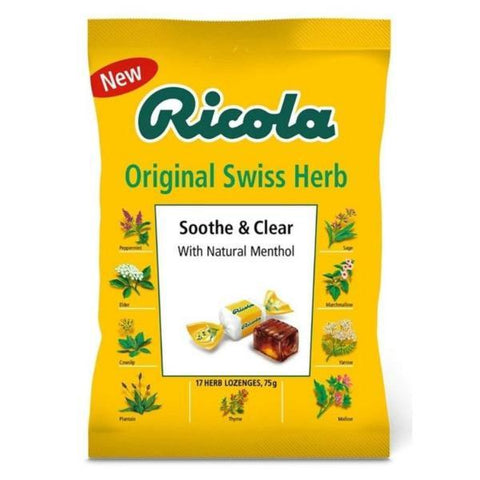 Ricola Soothe & Clear Original Herb 75g (Pack of 12)