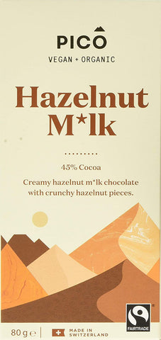 Pico Organic Hazelnut M*lk Chocolate 80g (Pack of 10)