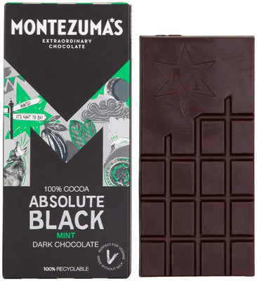 Montezuma'S Chocolate Absolute Black 100% Cocoa with Mint 90g