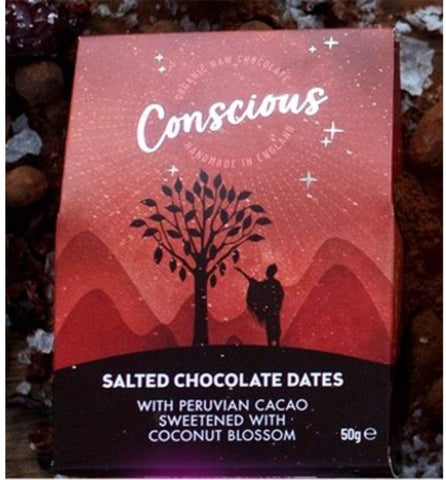 Conscious Chocolate Salted Chocolate Dates 50g (Pack of 8)