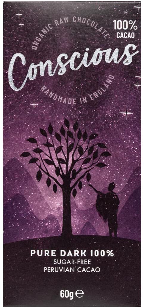 Conscious Chocolate Organic Pure Dark 100% Cacao 60g (Pack of 10)