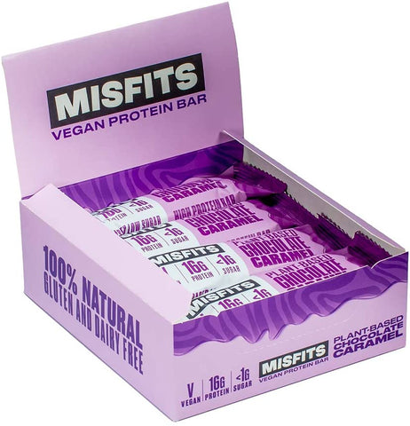 Misfits Health Plant Based Chocolate Caramel Protein Bar 45g (Pack of 12)