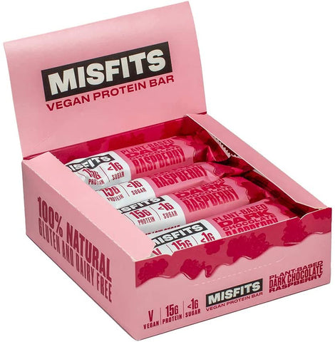 Misfits Health Plant Based Dark Chocolate Raspberry Protein Bar 45g (Pack of 12)