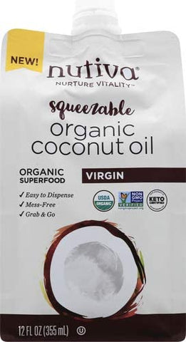 Nutiva Organic Virgin Coconut Oil Pouch 355ml (Pack of 4)