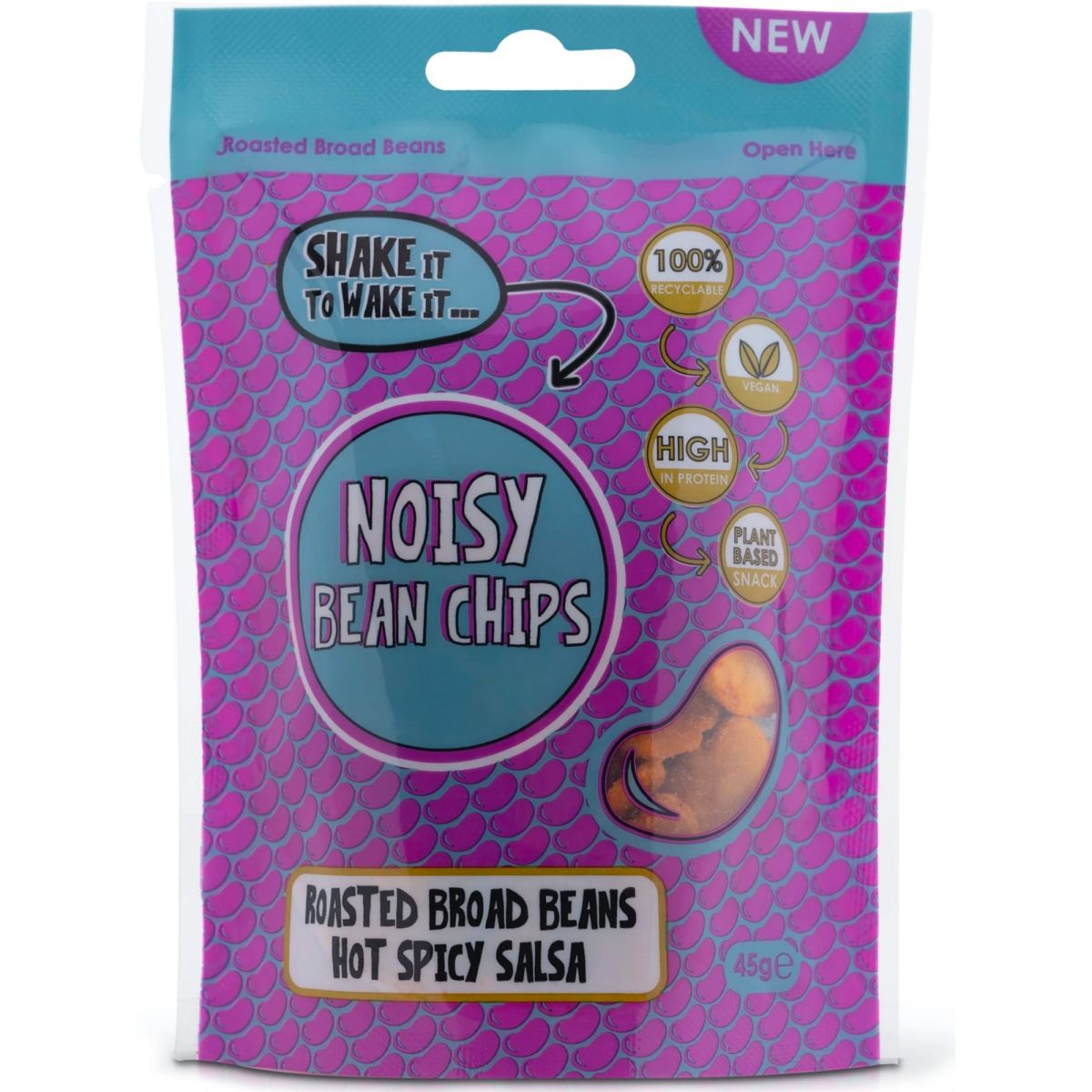 Noisy Snacks Noisy Bean Chips Hot Spicy Salsa 45g (Pack of 9)
