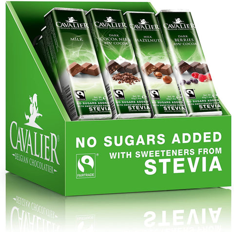Cavalier Stevia Chocolate Bars Assorted Solid 40g (Pack of 32)