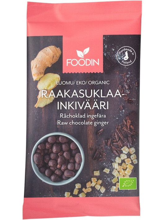 Foodin Organic Raw Chocolate Ginger 70g (Pack of 8)