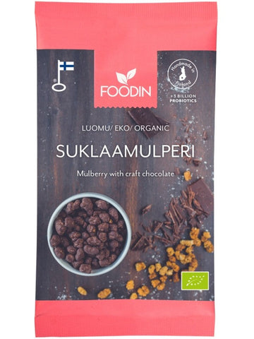 Foodin Organic Raw Chocolate Mulberries 70g (Pack of 8)