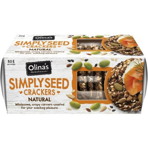 Olina'S Bakehouse Simply Seed Crackers - Natural 80g (Pack of 12)