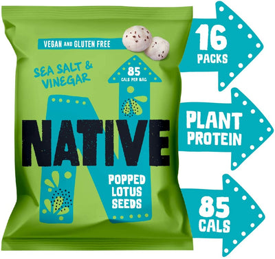 Native Snacks Popped Lotus Seeds Sea Salt & Vinegar 20g (Pack of 16)