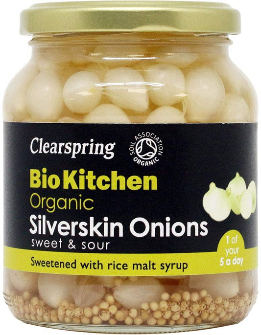 Clearspring Wholefoods Demeter Organic Silverskin Onions (Sweet & Sour) 340g (Pack of 6)
