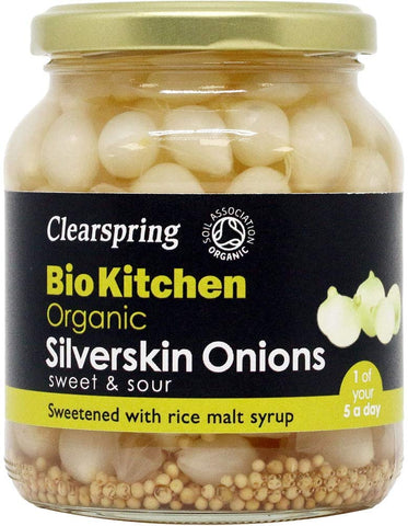 Clearspring Wholefoods Demeter Organic Silverskin Onions (Sweet & Sour) 340g (Pack of 6)