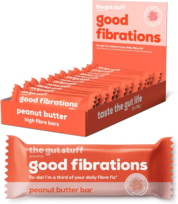 The Gut Stuff Good Fibrations Peanut Butter Bar 35g (Pack of 12)