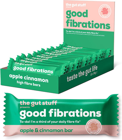 The Gut Stuff Good Fibrations Apple & Cinnamon Bar 35g (Pack of 12)
