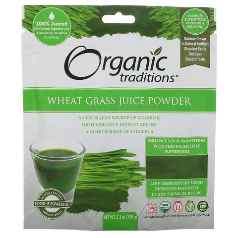 Organic Traditions Organic Wheat Grass Juice Powder 150g (Pack of 6)