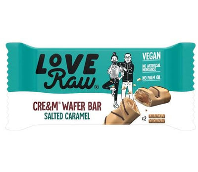 Loveraw Vegan Cre&m Filled Wafer Bar Salted Caramel 43g (Pack of 12)