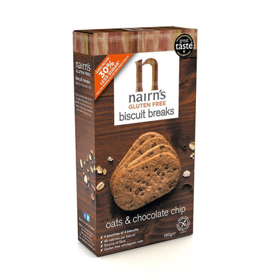 Nairn'S Oatcakes GF Dark Chocolate Chip & Mint Biscuit Break Chunky 160g (Pack of 6)