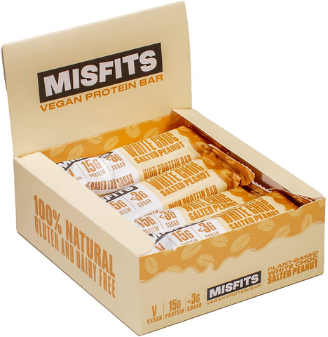 Misfits Health Plant Based White Chocolate Salted Peanut Protein Bar 45g (Pack of 12)