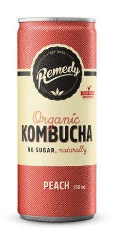 Remedy Kombucha Can Peach 250ml (Pack of 12)