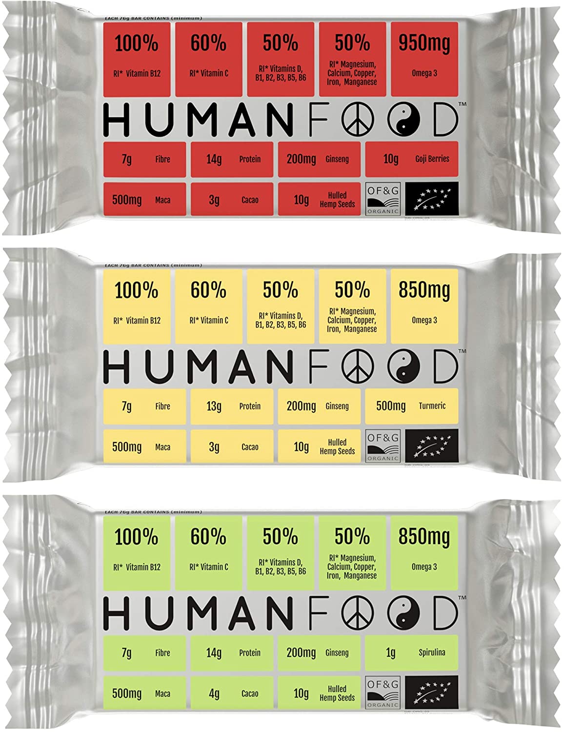 Human Food Organic Wholefood Bar Gogi Berries 76g (Pack of 10)